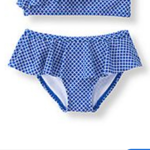 JANIE AND JACK | Blue Geometric Toddler Girl's Swim Bikini w/ Flower Accent - Picture 7 of 7